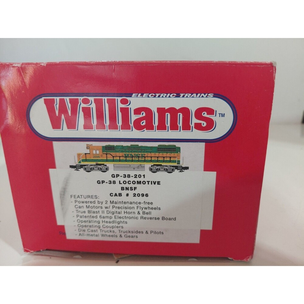 Williams 2096 O Gauge Model Railroad BNSF EMD GP38 Diesel Locomotive w/Box Read - Picture 10 of 10